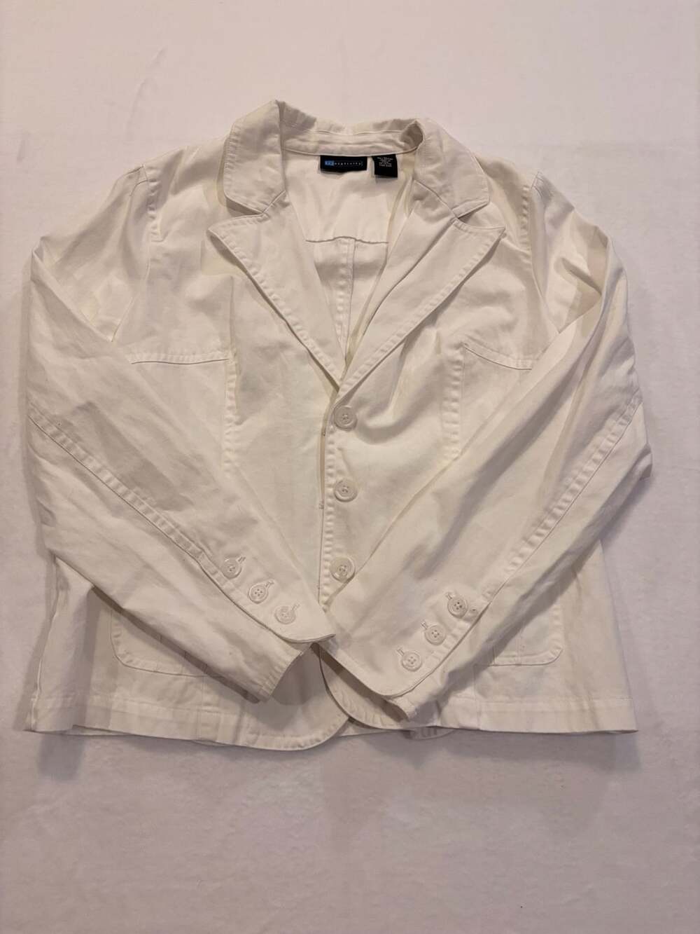 (r)elativity Women's White 100% Cotton Button-Front Blazer Jacket Size XL